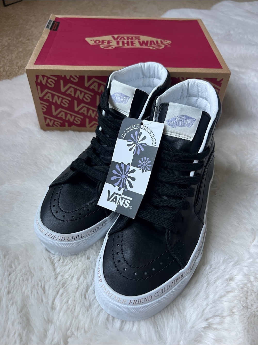 Vans Black & White High-Top Leather Sneakers